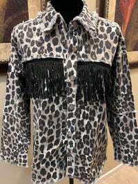 Image 2 of Handmade Leopard Print Fringe Jacket Johnny Cash