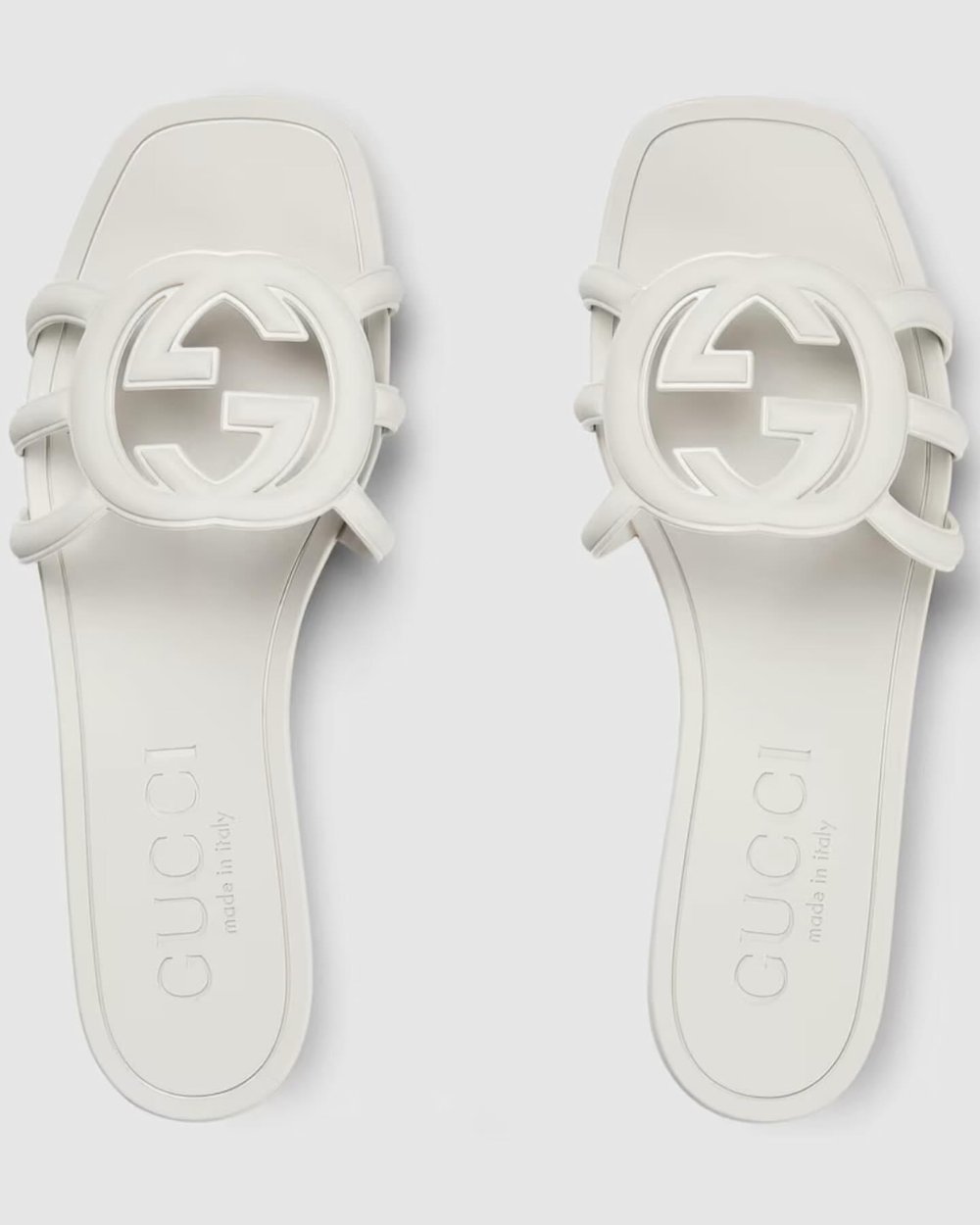 White WOMEN'S INTERLOCKING G SLIDE SANDAL