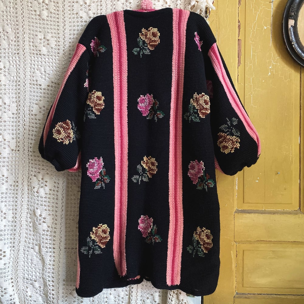 Image of Roses on Black Granny Sweater