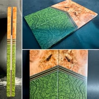 Image 1 of Box Elder Burl & OD Green TOPO Grip-Tec Segmented Knife Scales