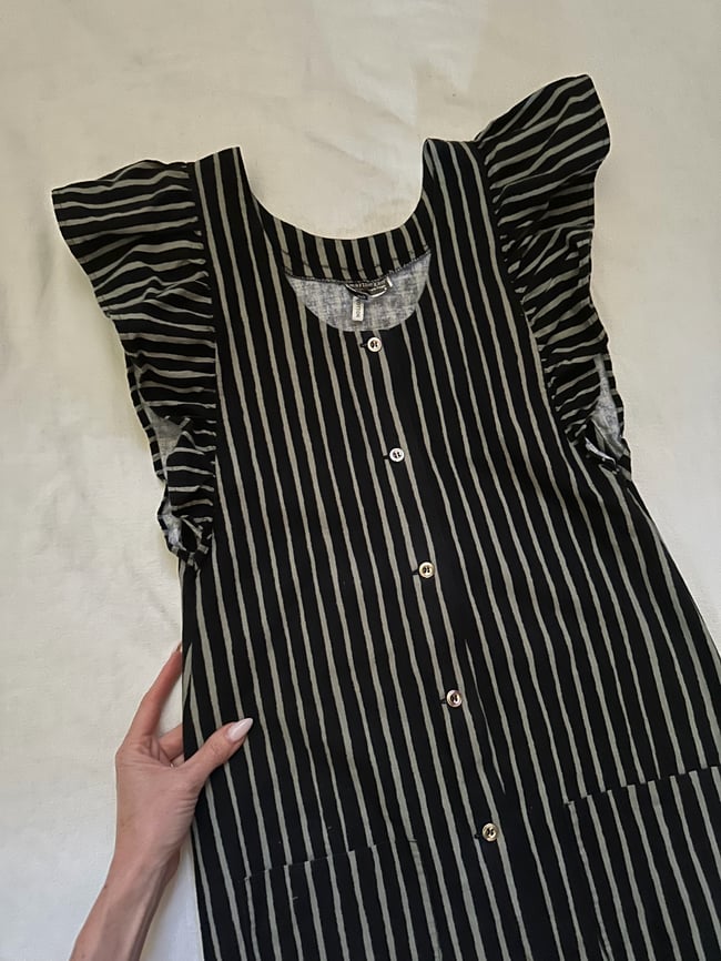 1970s Marimekko stripe flutter sleeve dress 
