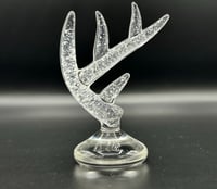 Image 1 of Hand Blown Glass Cremation Deer Antler Paperweight