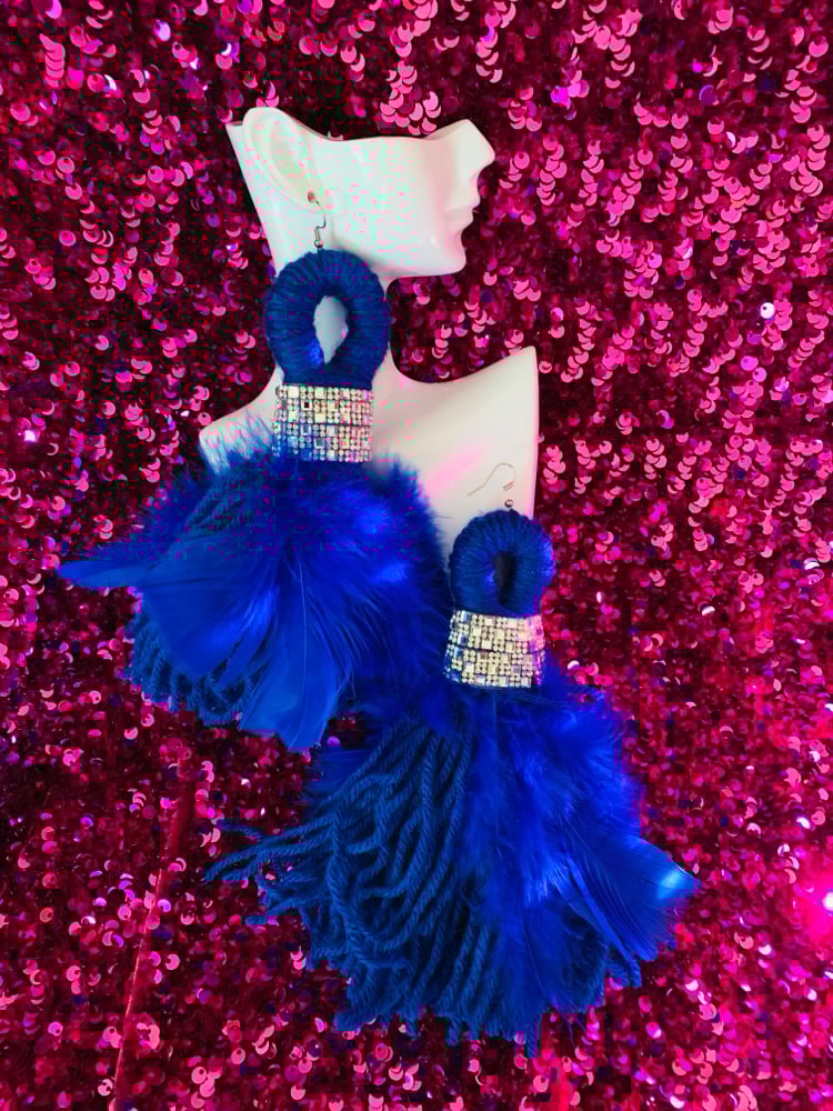 Image of Black Boa/Bling Earrings 