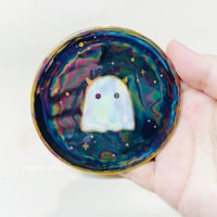 Image 1 of Cute Ghost Trinket Dish With Rainbow Effect (3.5 Inches Diameter)