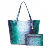 Image 2 of Blue crocodile tote