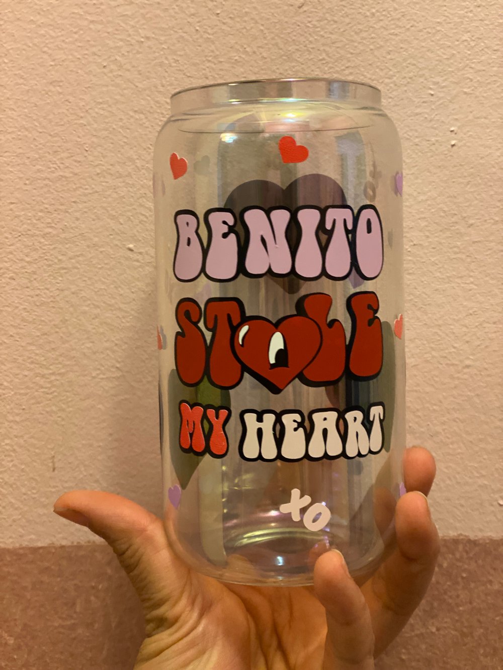 Image of Valentine Day Bad Bunny Inspired 16oz Can Glass
