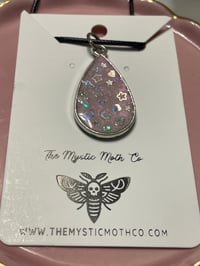 Image 3 of Pink Rain Drop Resin Necklace