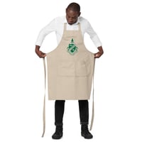 Image 2 of Organic cotton apron with green screenprint Grier crest
