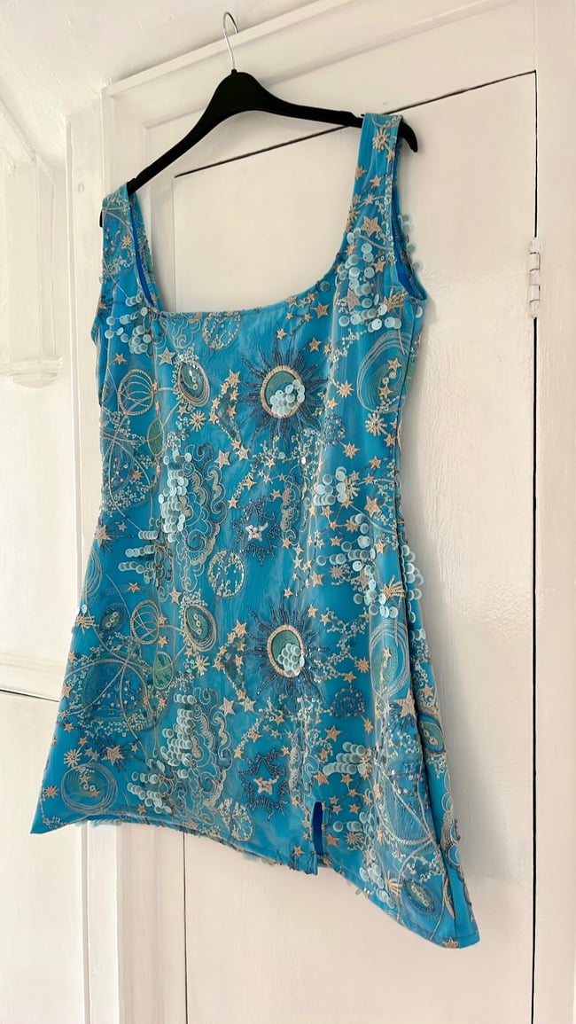 Aqua Universe Dress. Heavily Embellished Spandex Dress