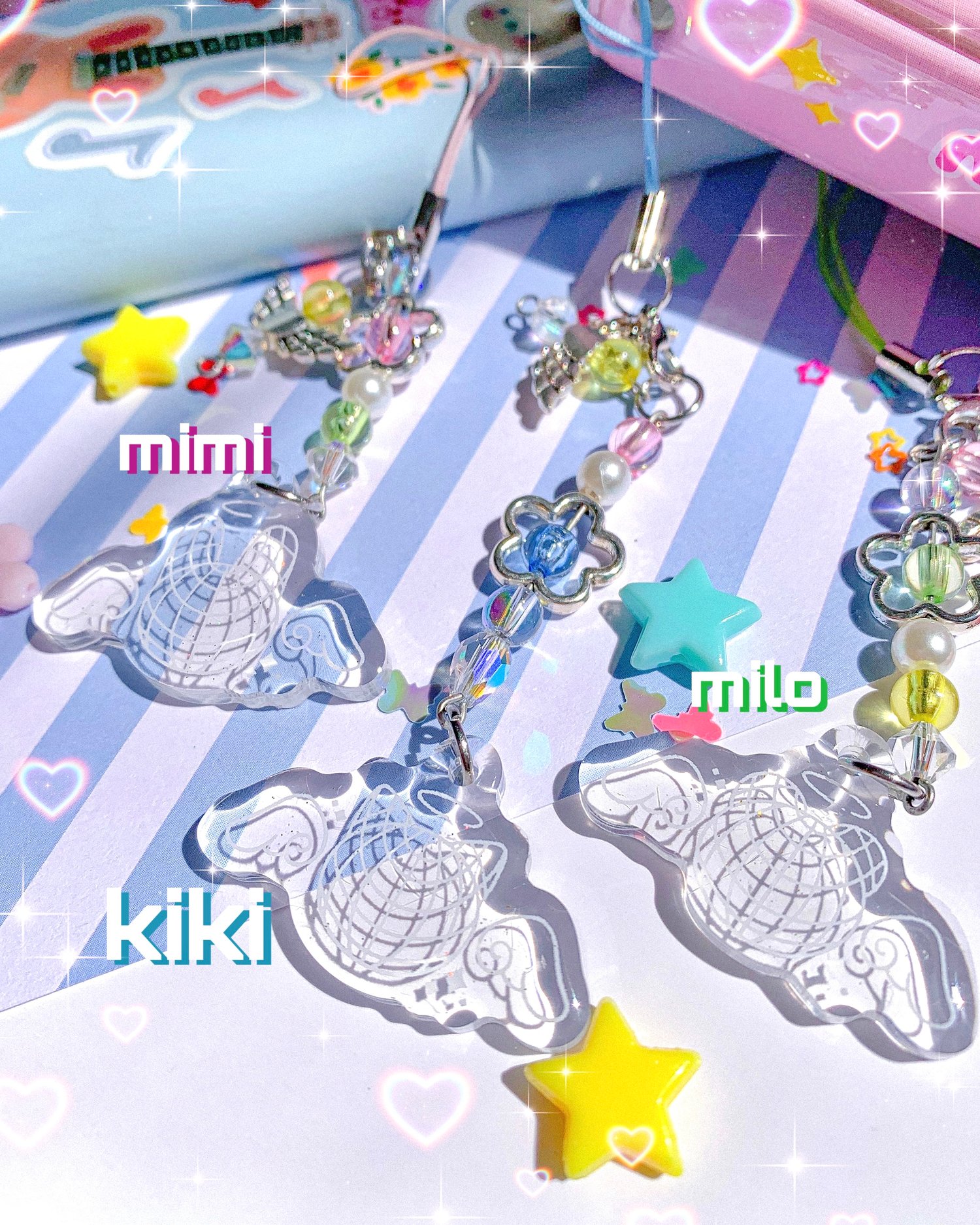 Image of Cyber Angel Pets Wireframe | Phone Charms