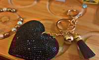 Bedazzled Black Heart Keychain