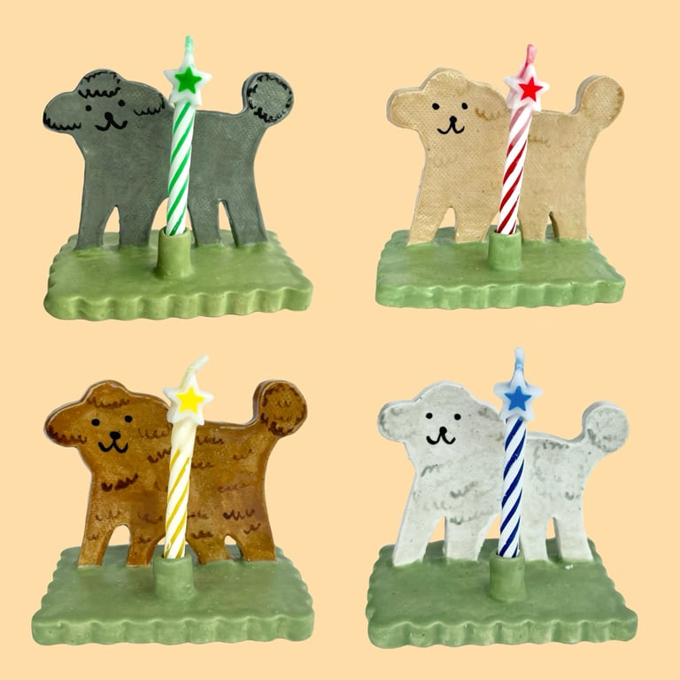 Poodle Birthday Candle Holder 