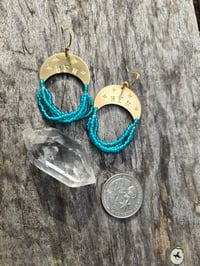 Image 3 of Turquoise YEM beaded earrings