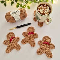 Image 4 of Gingerbread Man Coasters Pink & Red x4