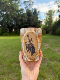 Image 2 of Golden checkered Bronc to go mug