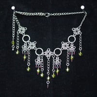 Image 1 of green glass stars and garnet multi diamond chain necklace