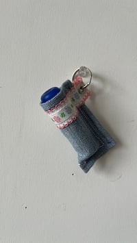 Image 3 of Denim and flowers keychain/chapstick holder 
