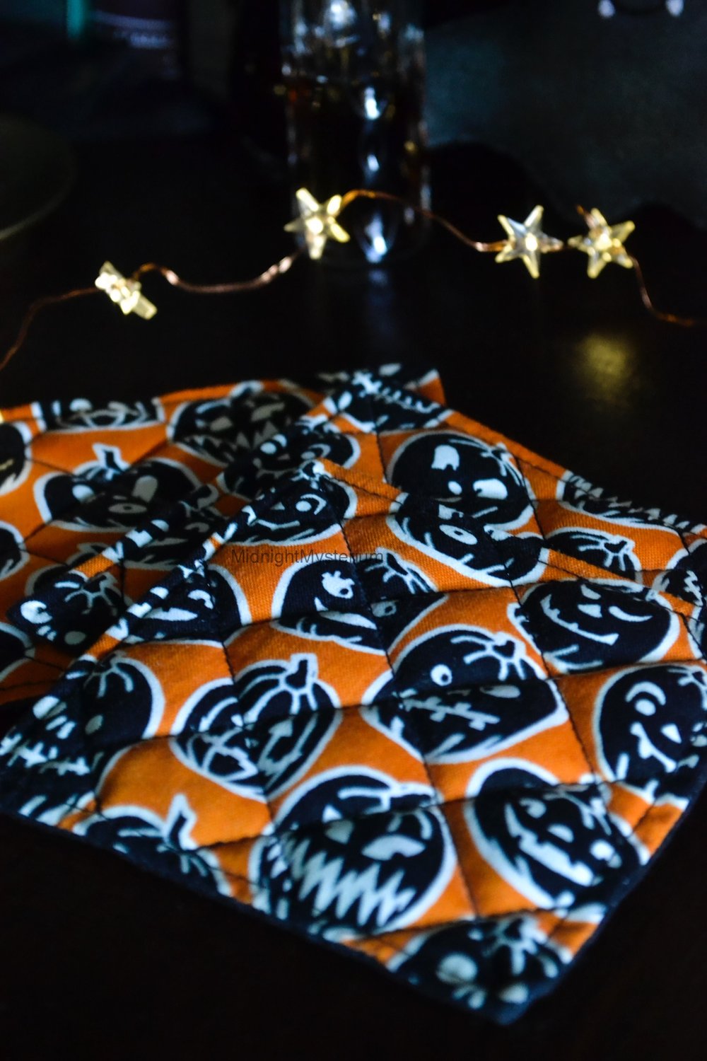 Glow in the Dark Pumpkin Set of 4 Coasters