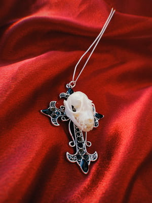 Image of Bat Skull Cross Necklace 