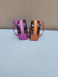 Image 4 of Leopard mini backpack keychain orange pink