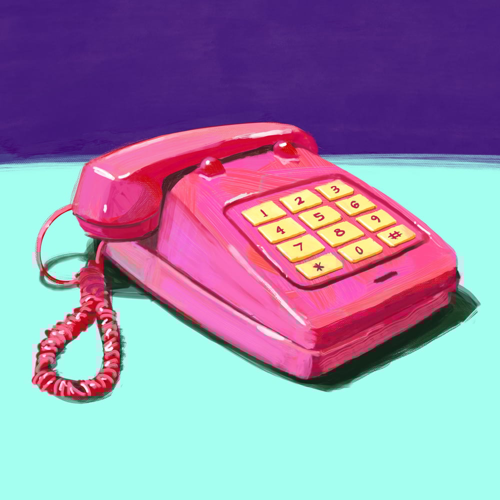 Image of Retro Pink Phone Print