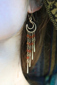 Image 2 of Brass + Orange Garnet Moon Chandeliers 