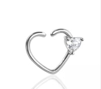 Image 2 of Prong Heart Cz Left & Right Heart Ear Cartilage Rings