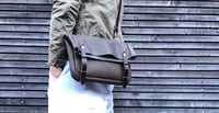 Image 4 of Small messenger bag satchel made in oiled leather with adjustable shoulderstrap UNISEX