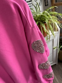 Image 2 of Pink sweatshirt with glitter hearts 