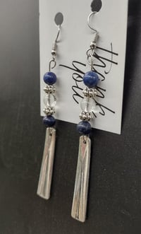 Image 2 of Handcrafted Earrings with Lapis Beads