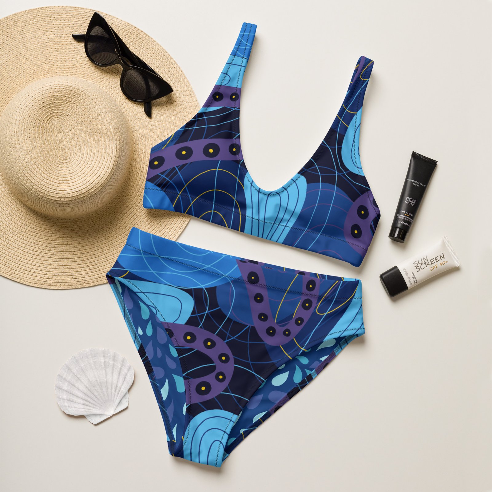 Summer Waves High-Waisted Bikini
