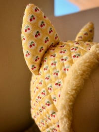 Image 2 of La Modiste: Quilted Yellow Strawberry Cat Hat