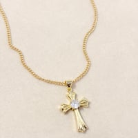Image 3 of White Stone Cross Necklace.