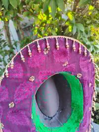 Image 2 of Dolly cowboy hat - recycled sari fabric Purple and gold
