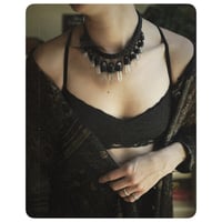 Image 3 of The Empress Necklace and Earrings - Clear Quartz Crystals and Black Leather