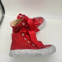 Image 2 of Toddler Girl Bling Canvas Kids Red Crystals Shoes