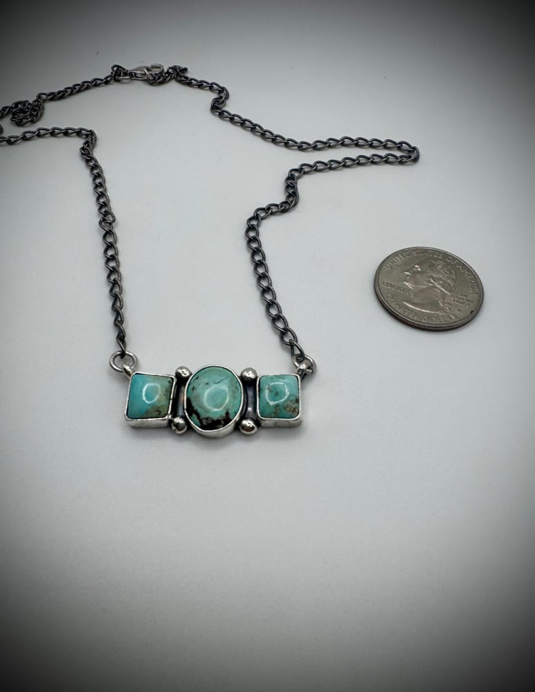 Image of Dry Creek Dainty 3 Stone Bar Necklace 🩵