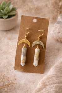 Jasper crescent moon earrings
