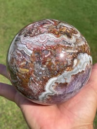 Image 4 of Amethyst With Mexican Lace Agate Sphere #651