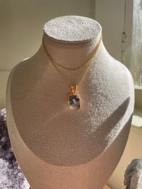 Image 2 of Gold  Garden Quartz Rectangle Crystal Necklace