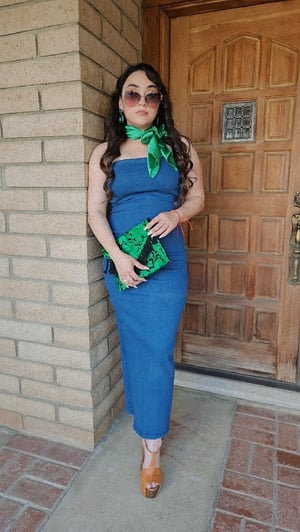Image of Long Denim Tube Top Dress