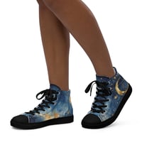 Image 4 of Celestial Constellation Night Sky Stars and Clouds Painting Women’s High Top Canvas Shoes