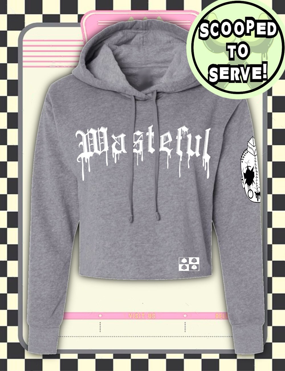 GANGSTA MELT CROP TOP HOODIE (Grey)