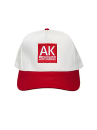 Image 1 of AK STRAPBACK HAT IN CREAM AND RED