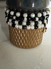 Image 2 of Wild Blooms Black, Gold, and Cream Tumbler Bracelet Stack