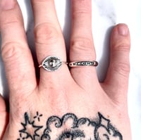 Image 3 of Chunky Rounded Silver Witch Ring With Stars And Moons. Sterling.