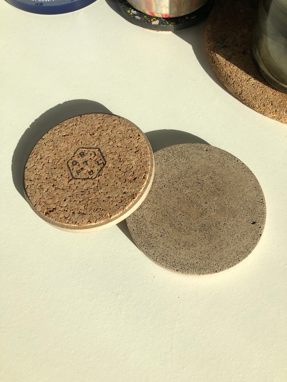 Image of Round Flat Coaster Tray with Recycled Coffee Grind (2x)