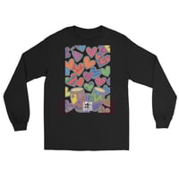 Image 1 of LOVEDCGOGO "LOVE HEARTS CRANK" Dark Men’s Long Sleeve Shirt (see color options)