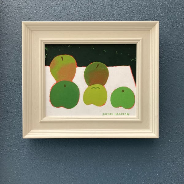 Image of Green Apples on a White Table