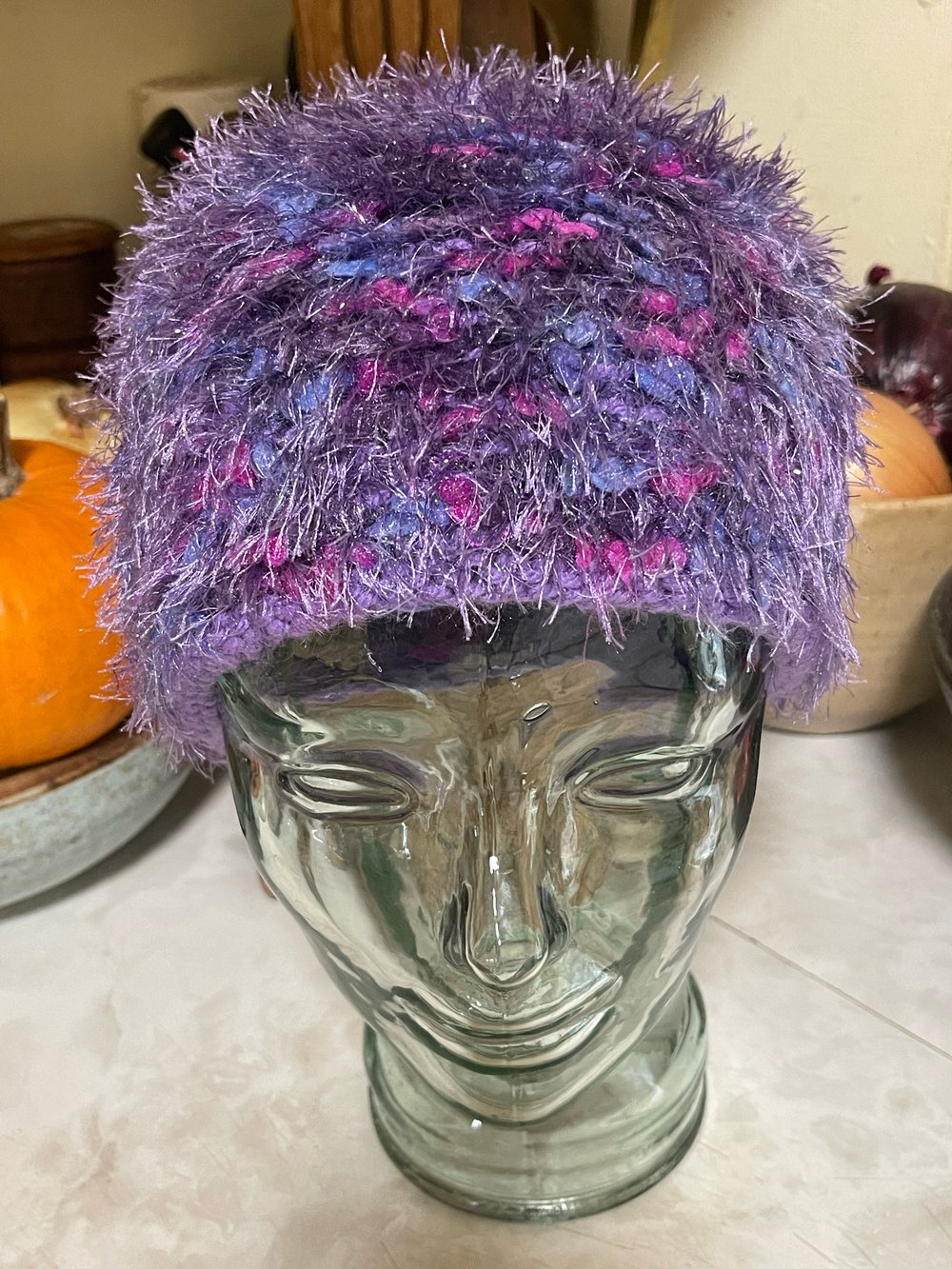 Cool Hand Knit Purple Fun Fur Hat 